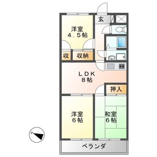 アルトラマンション茄子川 A棟【2階】の間取り