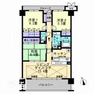 アルファステイツ国際ホテルサイド【2階】の間取り