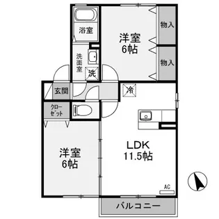 茨城県古河市大山【アパート】の間取り