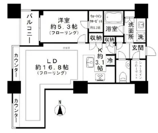 高輪ザ・レジデンス タワー棟【18階】の間取り