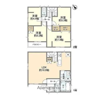 千葉県柏市西原3【一戸建】の間取り