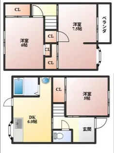 大阪府豊中市宮山町3【一戸建】の間取り