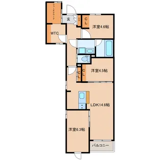 仮称)宮千代3丁目新築AP【3階】の間取り