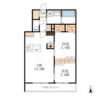 GENZ渡瀬 南館【2階】の間取り
