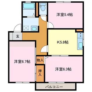 パークタウン中野D、F棟【2階】の間取り