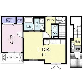 シャン・ド・フルールふく【2階】の間取り