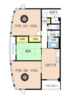 学園セブンハイツ【3階】の間取り