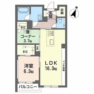 AZUR米山【3階】の間取り