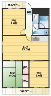大同コーポ赤羽【5階】の間取り