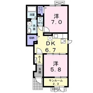 ヴィ メイユールB【1階】の間取り