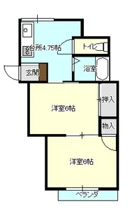 コーポふじもと【1階】の間取り