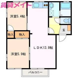 エスポアールMIDA A棟【2階】の間取り
