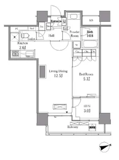 レジディアタワー目黒不動前【28階】の間取り