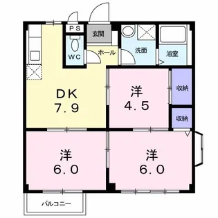 エルディム桜本B【1階】の間取り