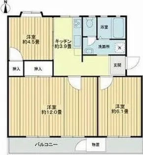 上郷西ケ谷団地壱〇号棟【5階】の間取り