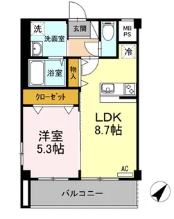 ゆうこく東仙台【2階】の間取り