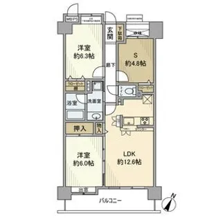ライオンズマンション大宮宮原【2階】の間取り