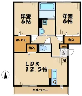 2LDKの間取り画像