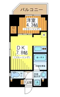 1DKの間取り画像