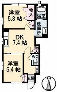 シャーメゾン長津【1階】の間取り