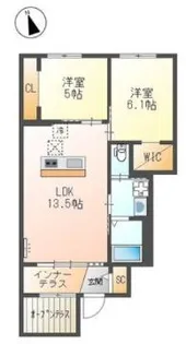 クラポティ新涯【1階】の間取り