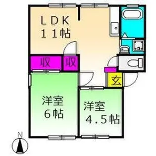 エコーハイツFuji B棟【1階】の間取り