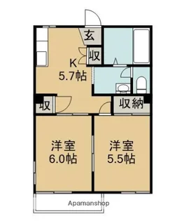 サニーサイドコートC棟【1階】の間取り