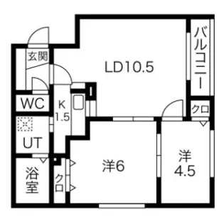 ヴィラ平岸・涼【1階】の間取り