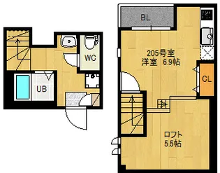 RIZEST 陸前原ノ町【2階】の間取り