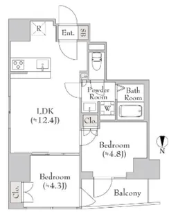 ルミークアン入谷【14階】の間取り