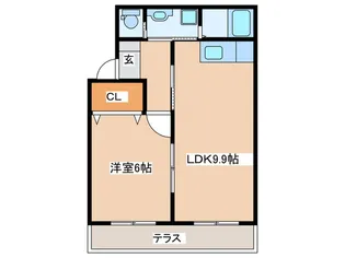 ブランドールK【1階】の間取り