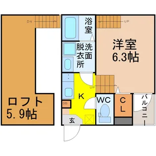 ハーモニーテラス塩釜口【2階】の間取り