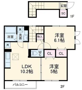 サニーウェル【2階】の間取り
