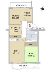 西宮セントポリア二号棟【4階】の間取り
