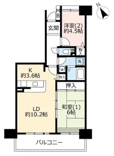 UR多摩ニュータウン南大沢絹の道一番街【2階】の間取り