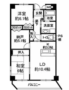 グレンエデン北谷【1階】の間取り