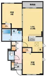 クレメント・ヒルB棟【1階】の間取り