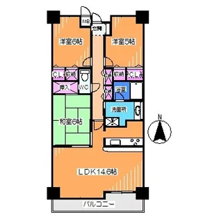 ファミールハイツなかもず【3階】の間取り