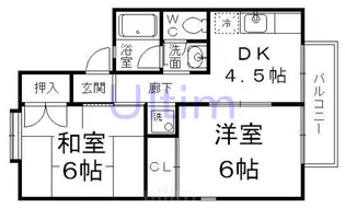 コスミックウイング小栗栖【1階】の間取り