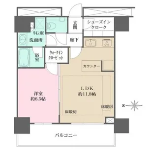 パークハンズワンズタワー【6階】の間取り
