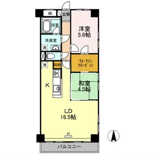 ハイフラットワン【4階】の間取り