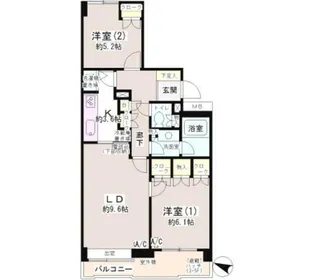 東京都世田谷区用賀1【マンション】の間取り