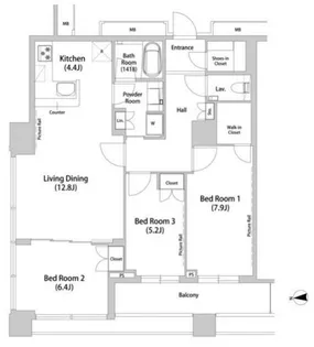 品川ハート ビュータワー【25階】の間取り
