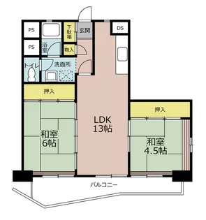 九番団地8号棟【5階】の間取り