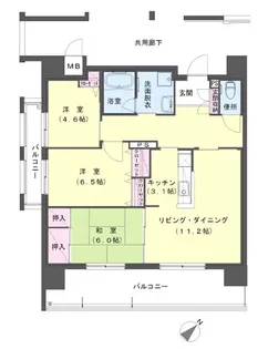 クラシオン小頭町公園前【12階】の間取り
