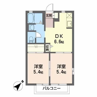 サンリーフB【2階】の間取り