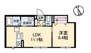 リムステイ ベレオ伏石【1階】の間取り