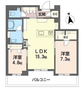 ゼフィールメゾンプレミア緑園【2階】の間取り