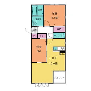 クレールプリエール【1階】の間取り