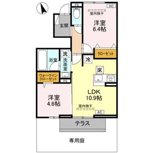 ボンヌクール城東【1階】の間取り